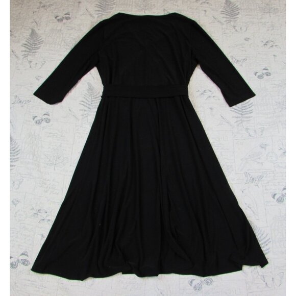 EUC Lauren Ralph Lauren Black Label Surplice Jersey Dress Black Women's 18 - Picture 8 of 8
